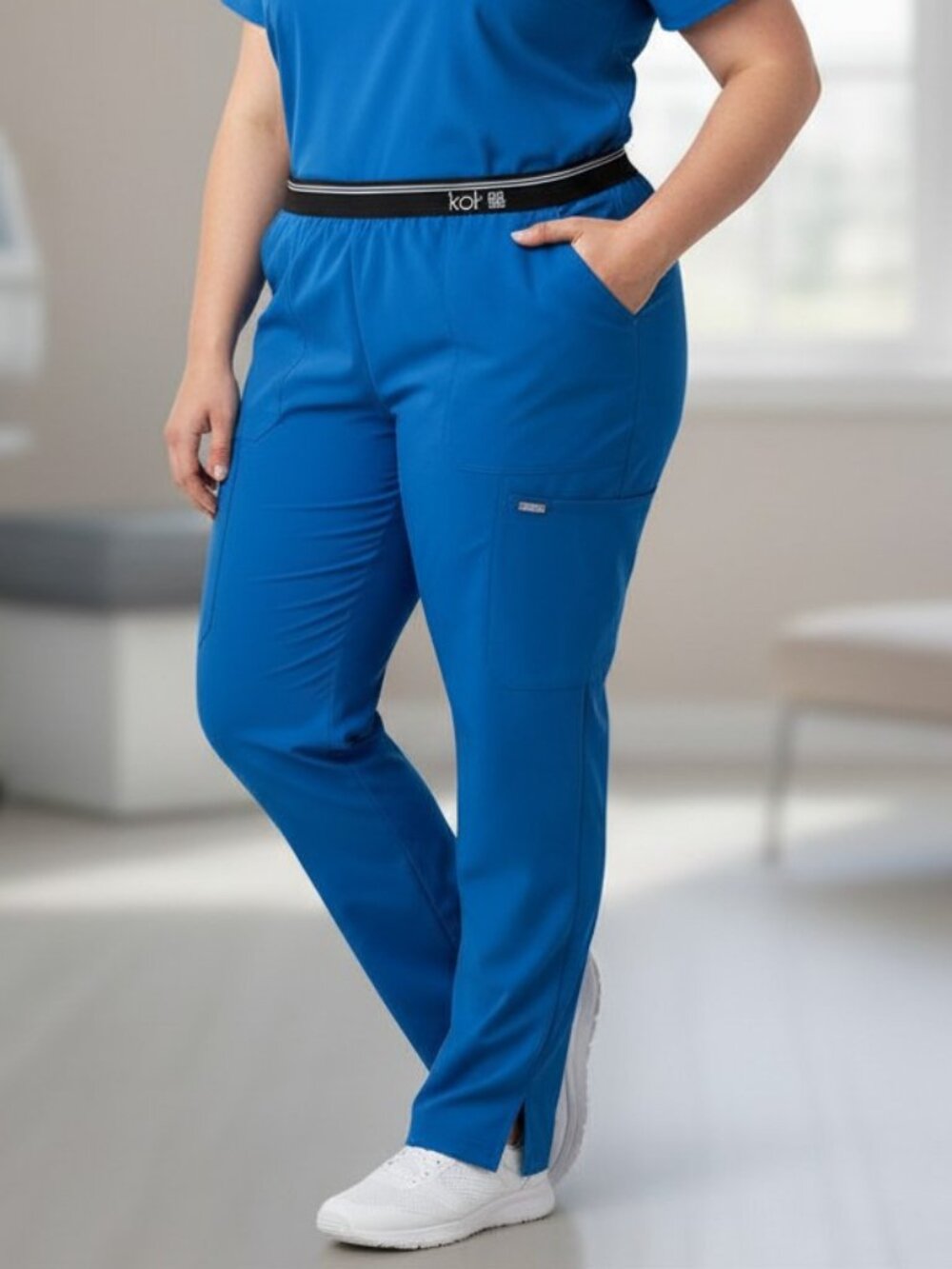 Koi Royal Blue Cargo Scrub Pants Elastic Waist Size 5X Petite NWT